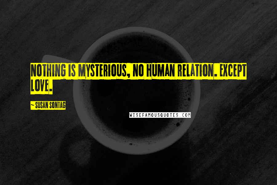 Susan Sontag Quotes: Nothing is mysterious, no human relation. Except love.