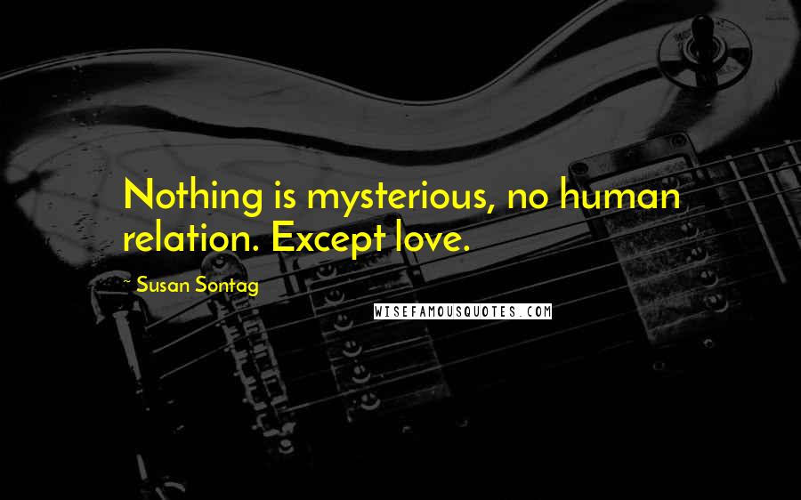 Susan Sontag Quotes: Nothing is mysterious, no human relation. Except love.