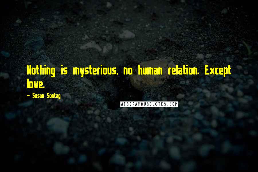 Susan Sontag Quotes: Nothing is mysterious, no human relation. Except love.
