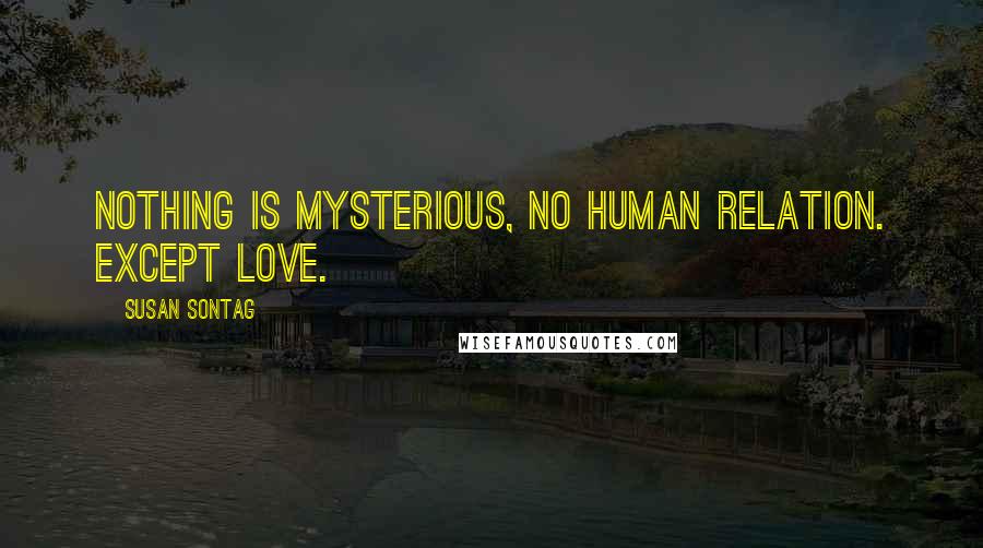 Susan Sontag Quotes: Nothing is mysterious, no human relation. Except love.