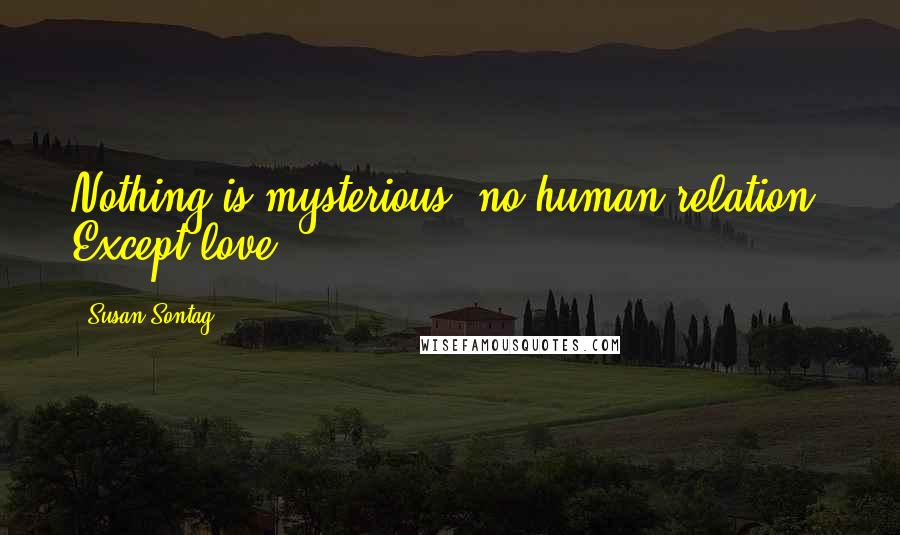 Susan Sontag Quotes: Nothing is mysterious, no human relation. Except love.