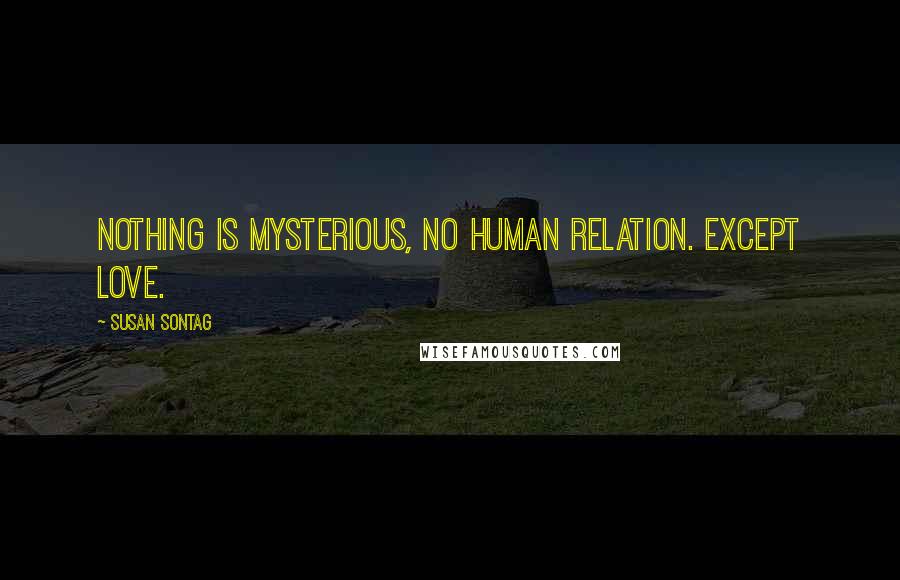 Susan Sontag Quotes: Nothing is mysterious, no human relation. Except love.