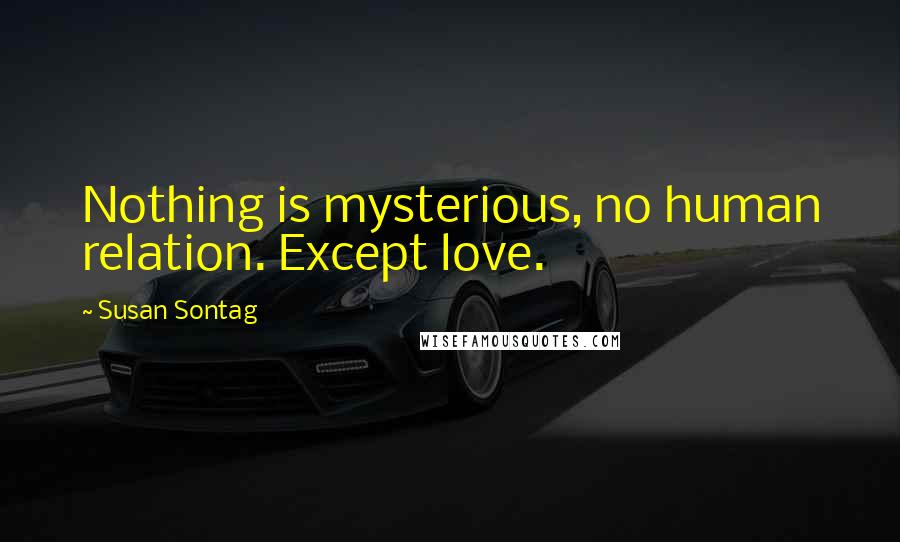 Susan Sontag Quotes: Nothing is mysterious, no human relation. Except love.