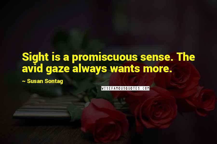 Susan Sontag Quotes: Sight is a promiscuous sense. The avid gaze always wants more.