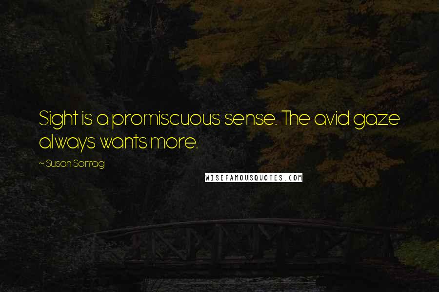 Susan Sontag Quotes: Sight is a promiscuous sense. The avid gaze always wants more.