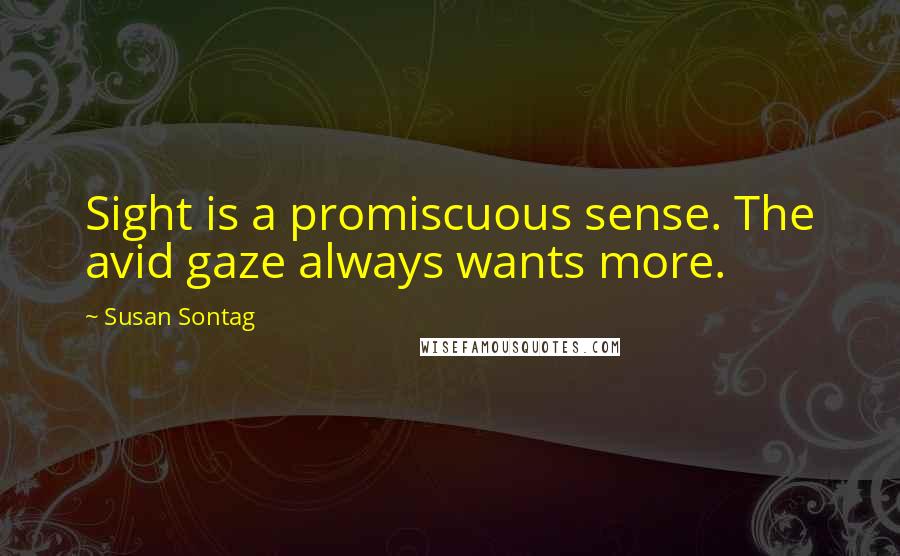 Susan Sontag Quotes: Sight is a promiscuous sense. The avid gaze always wants more.