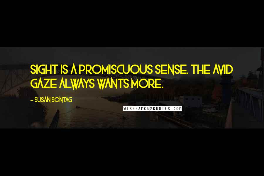 Susan Sontag Quotes: Sight is a promiscuous sense. The avid gaze always wants more.