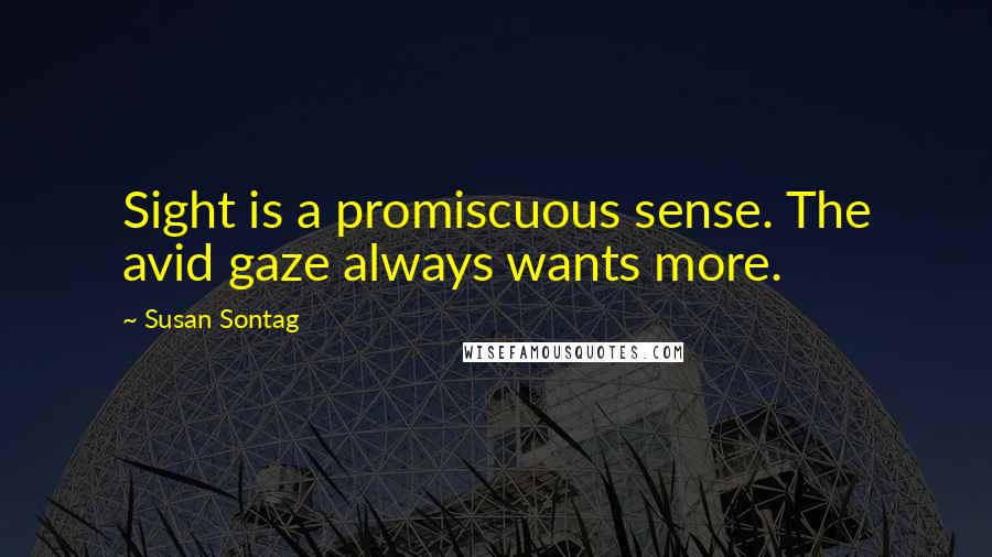 Susan Sontag Quotes: Sight is a promiscuous sense. The avid gaze always wants more.