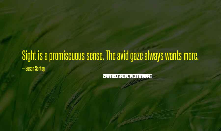 Susan Sontag Quotes: Sight is a promiscuous sense. The avid gaze always wants more.