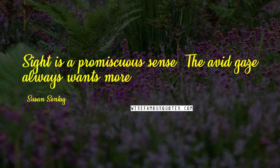 Susan Sontag Quotes: Sight is a promiscuous sense. The avid gaze always wants more.