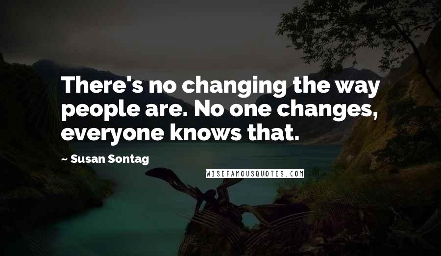 Susan Sontag Quotes: There's no changing the way people are. No one changes, everyone knows that.