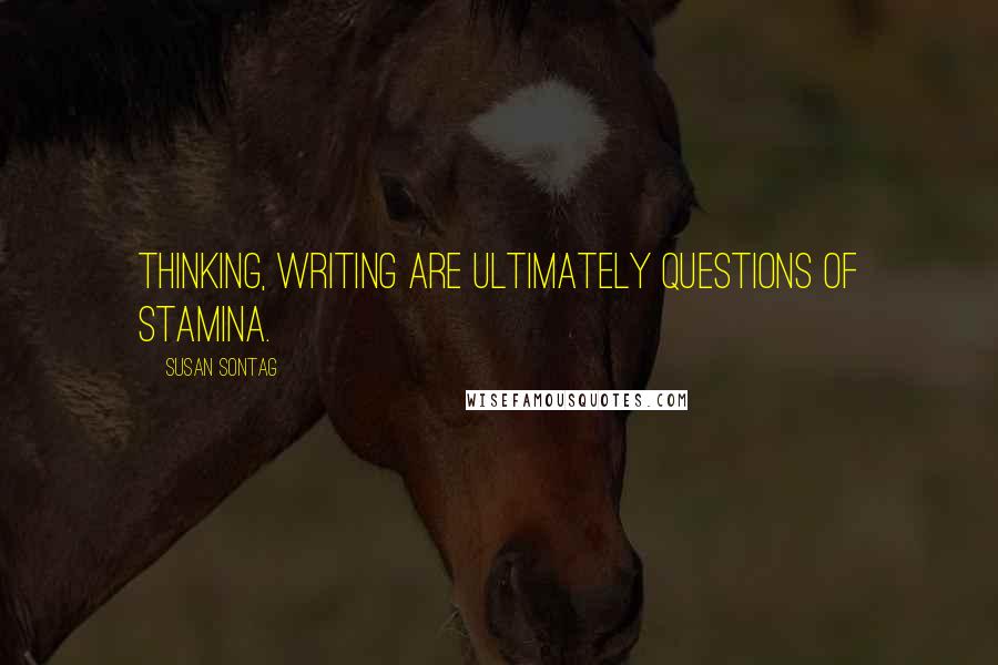 Susan Sontag Quotes: Thinking, writing are ultimately questions of stamina.