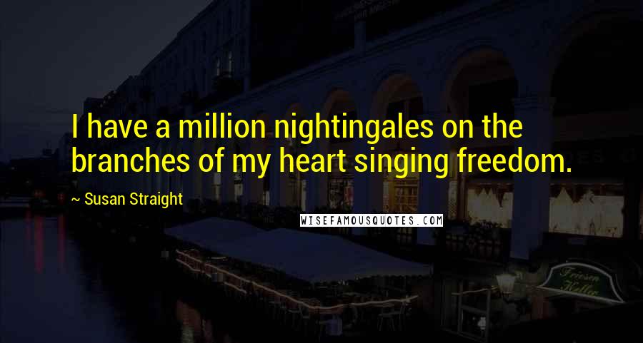 Susan Straight Quotes: I have a million nightingales on the branches of my heart singing freedom.