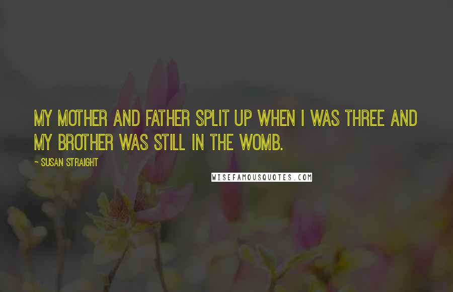 Susan Straight Quotes: My mother and father split up when I was three and my brother was still in the womb.