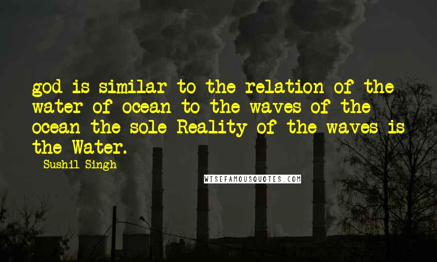 Sushil Singh Quotes: god is similar to the relation of the water of ocean to the waves of the ocean the sole Reality of the waves is the Water.