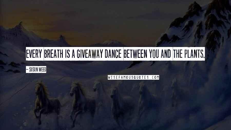 Susun Weed Quotes: Every breath is a giveaway dance between you and the plants.