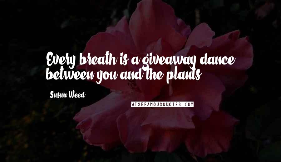 Susun Weed Quotes: Every breath is a giveaway dance between you and the plants.