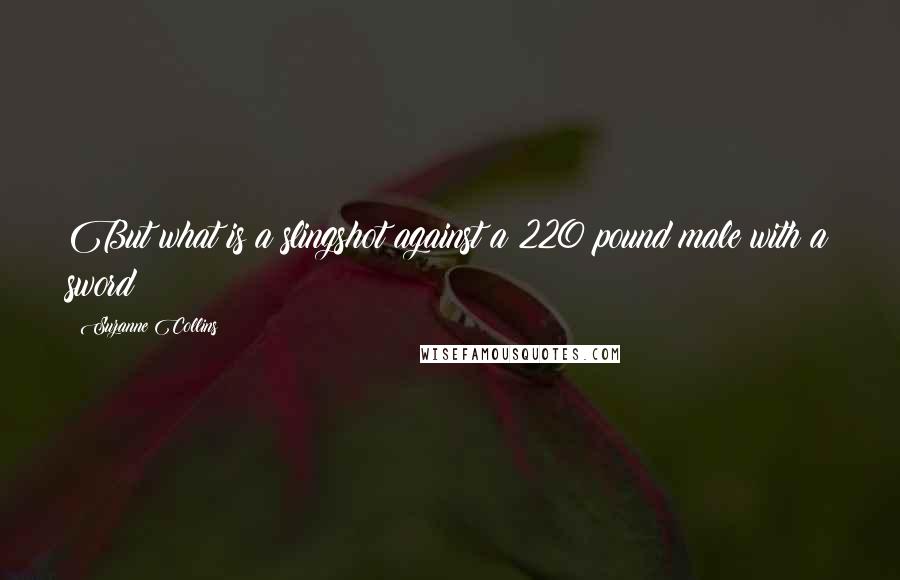 Suzanne Collins Quotes: But what is a slingshot against a 220 pound male with a sword?