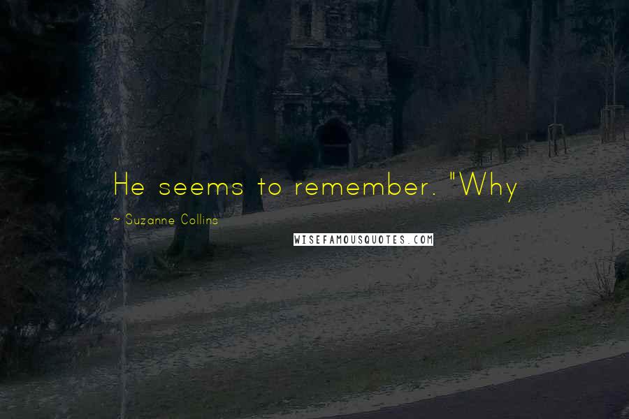 Suzanne Collins Quotes: He seems to remember. "Why