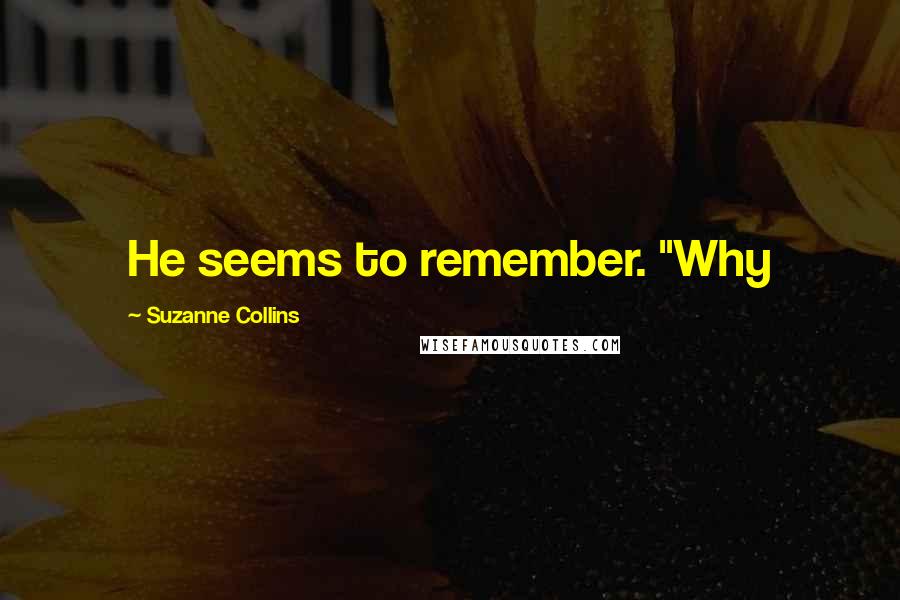 Suzanne Collins Quotes: He seems to remember. "Why