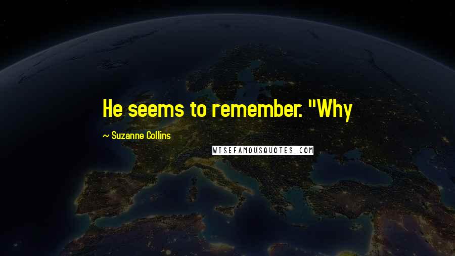 Suzanne Collins Quotes: He seems to remember. "Why