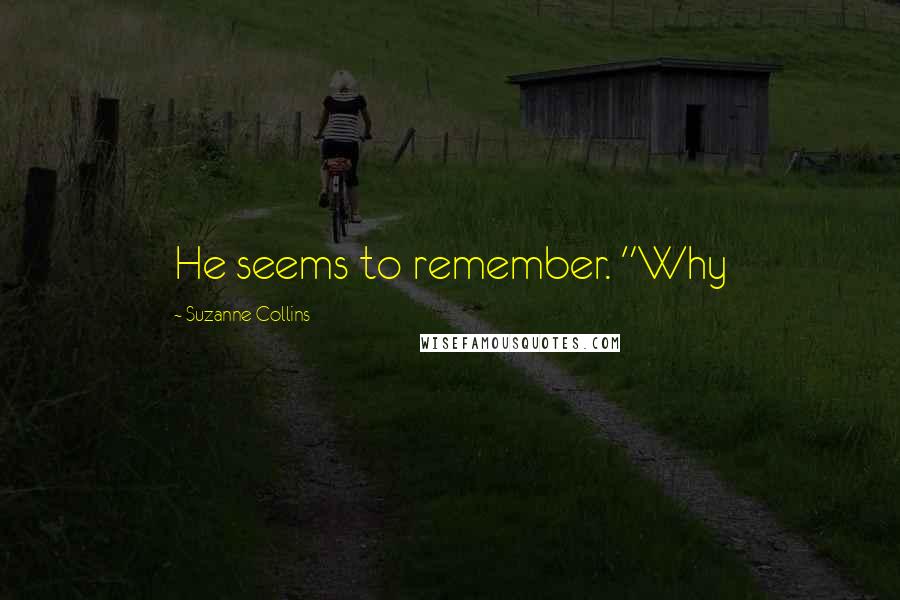 Suzanne Collins Quotes: He seems to remember. "Why