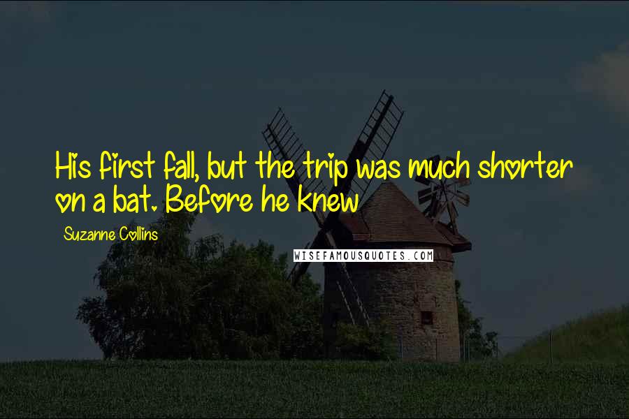 Suzanne Collins Quotes: His first fall, but the trip was much shorter on a bat. Before he knew