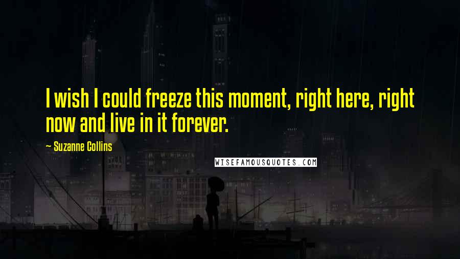 Suzanne Collins Quotes: I wish I could freeze this moment, right here, right now and live in it forever.