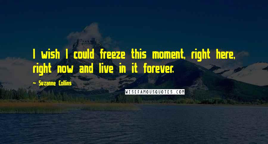 Suzanne Collins Quotes: I wish I could freeze this moment, right here, right now and live in it forever.