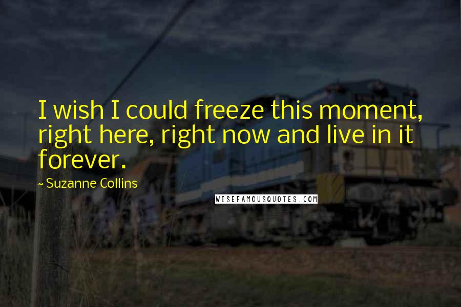 Suzanne Collins Quotes: I wish I could freeze this moment, right here, right now and live in it forever.