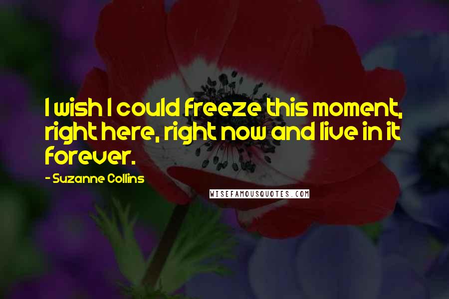 Suzanne Collins Quotes: I wish I could freeze this moment, right here, right now and live in it forever.