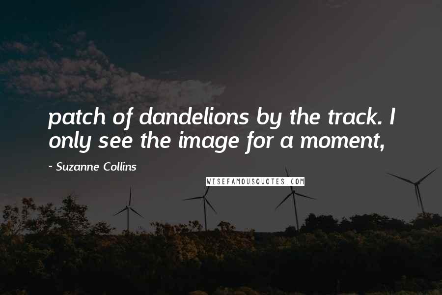 Suzanne Collins Quotes: patch of dandelions by the track. I only see the image for a moment,