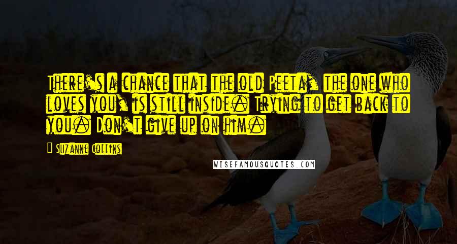 Suzanne Collins Quotes: There's a chance that the old Peeta, the one who loves you, is still inside. Trying to get back to you. Don't give up on him.