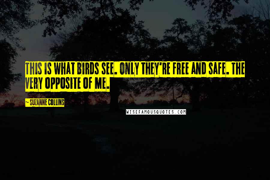 Suzanne Collins Quotes: This is what birds see. Only they're free and safe. The very opposite of me.