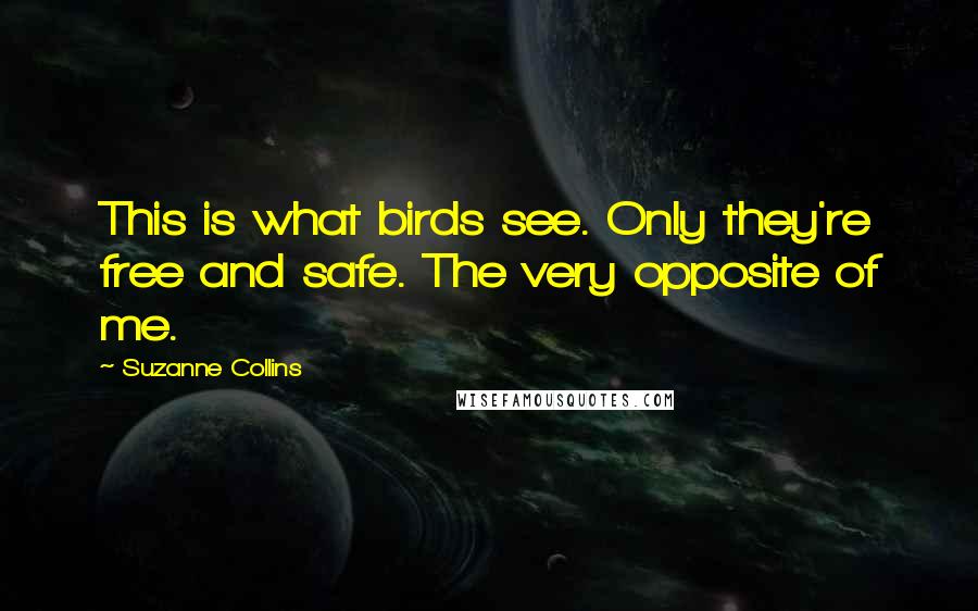 Suzanne Collins Quotes: This is what birds see. Only they're free and safe. The very opposite of me.