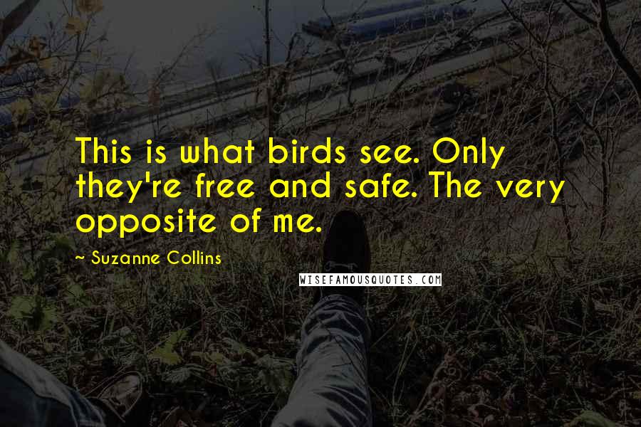 Suzanne Collins Quotes: This is what birds see. Only they're free and safe. The very opposite of me.