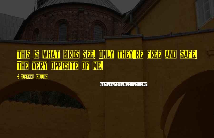 Suzanne Collins Quotes: This is what birds see. Only they're free and safe. The very opposite of me.