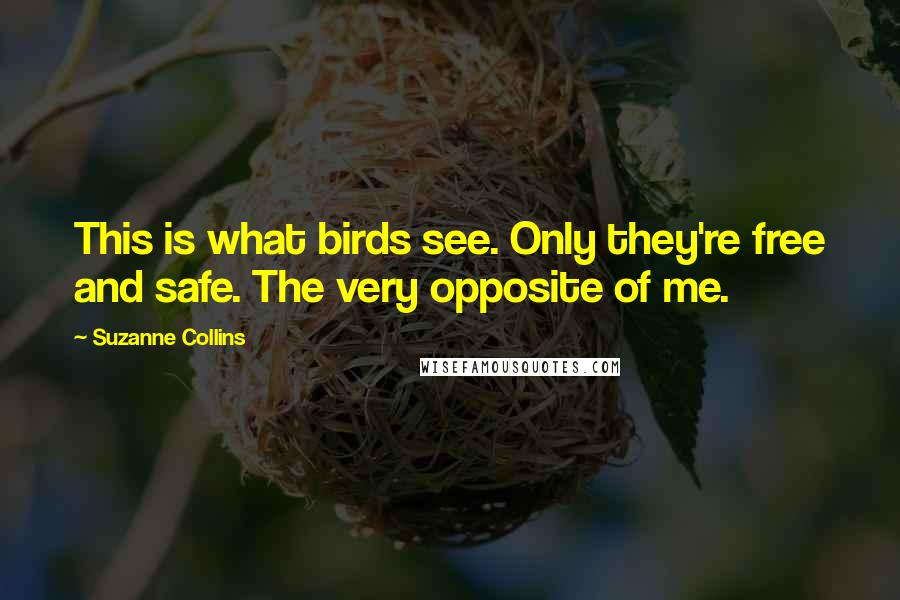 Suzanne Collins Quotes: This is what birds see. Only they're free and safe. The very opposite of me.