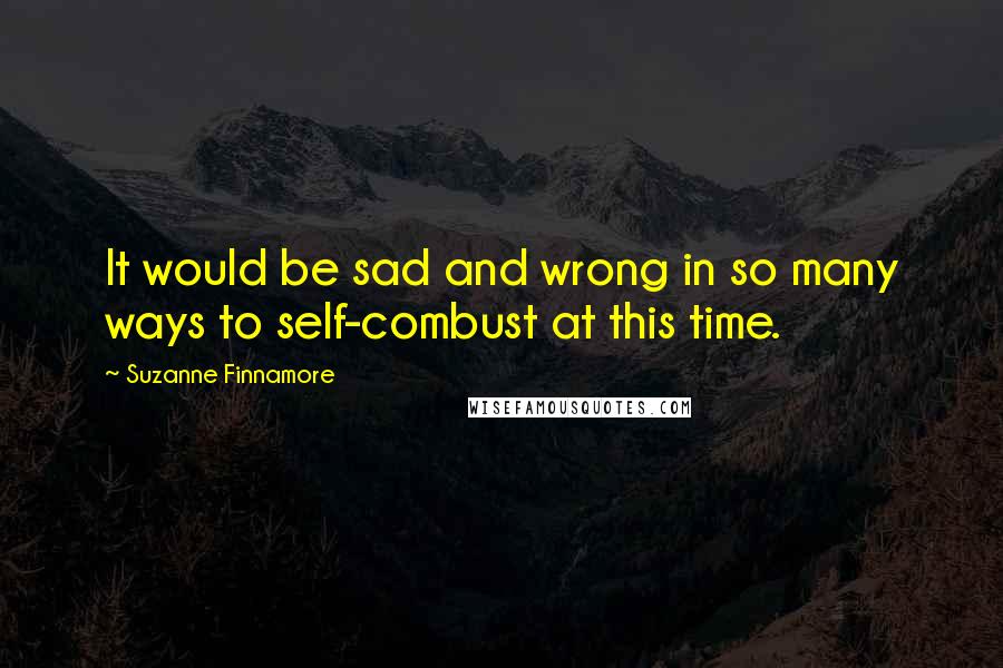 Suzanne Finnamore Quotes: It would be sad and wrong in so many ways to self-combust at this time.