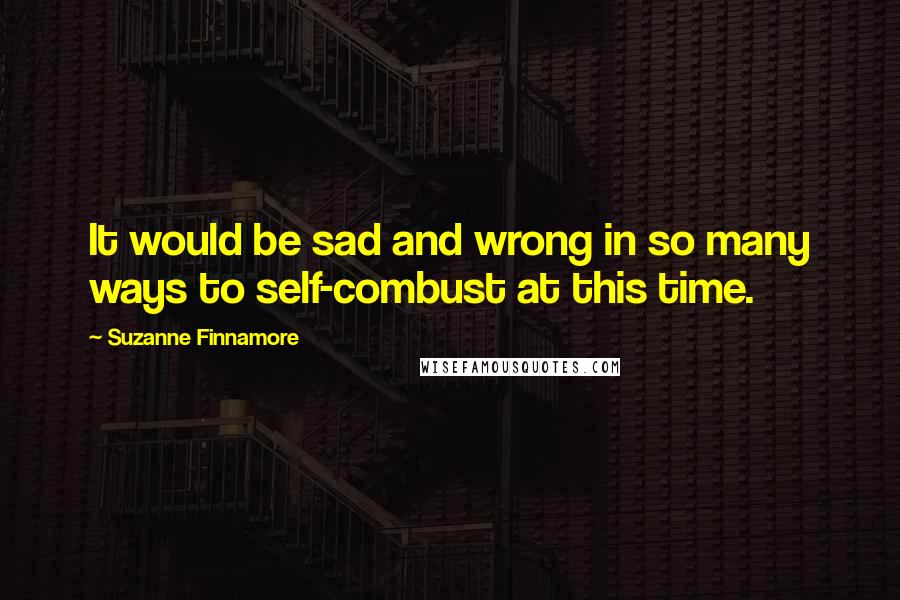 Suzanne Finnamore Quotes: It would be sad and wrong in so many ways to self-combust at this time.