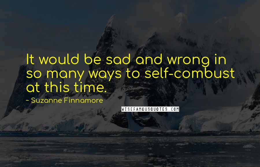 Suzanne Finnamore Quotes: It would be sad and wrong in so many ways to self-combust at this time.