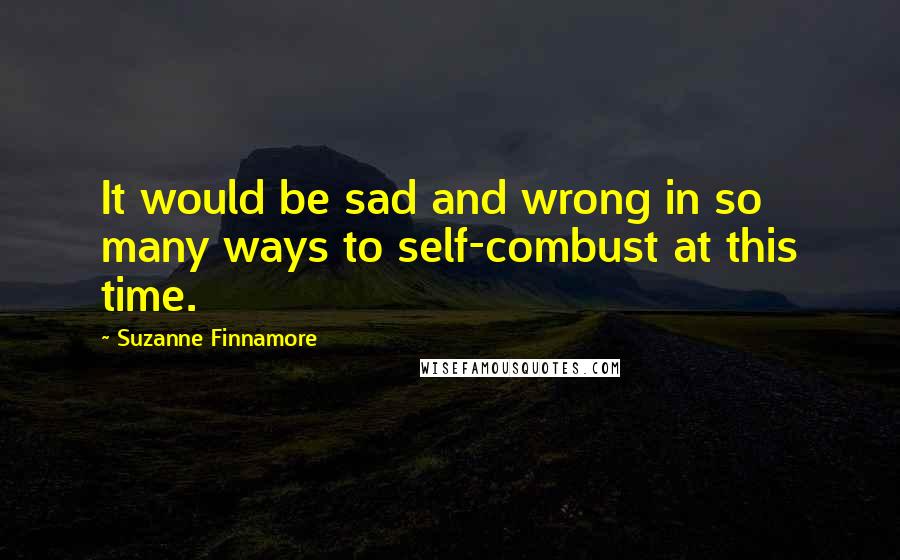 Suzanne Finnamore Quotes: It would be sad and wrong in so many ways to self-combust at this time.