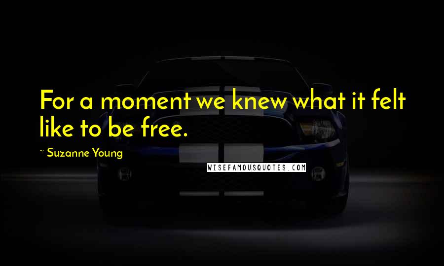 Suzanne Young Quotes: For a moment we knew what it felt like to be free.