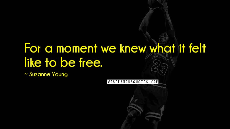 Suzanne Young Quotes: For a moment we knew what it felt like to be free.