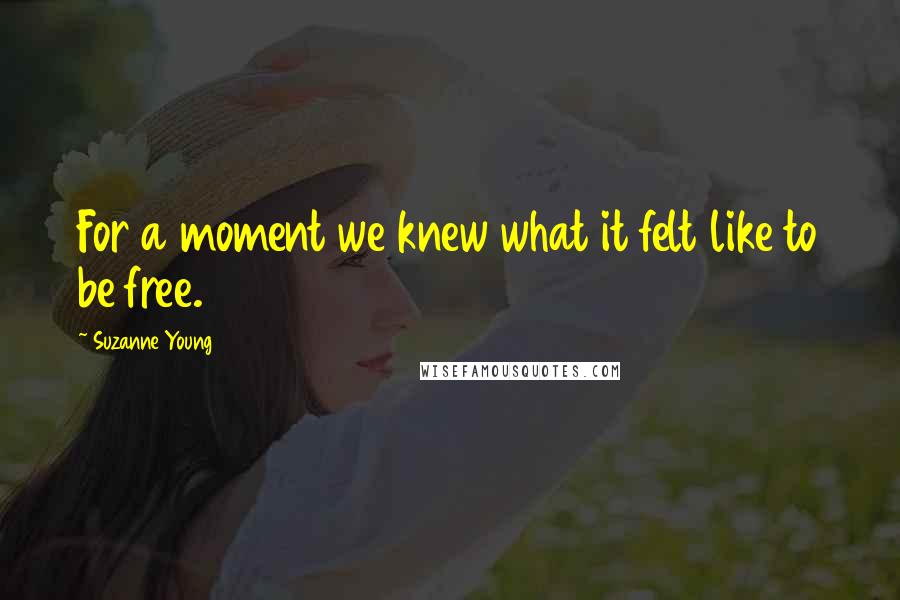 Suzanne Young Quotes: For a moment we knew what it felt like to be free.