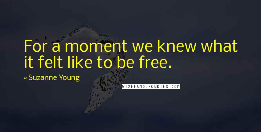 Suzanne Young Quotes: For a moment we knew what it felt like to be free.