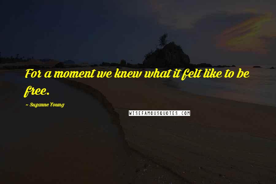 Suzanne Young Quotes: For a moment we knew what it felt like to be free.