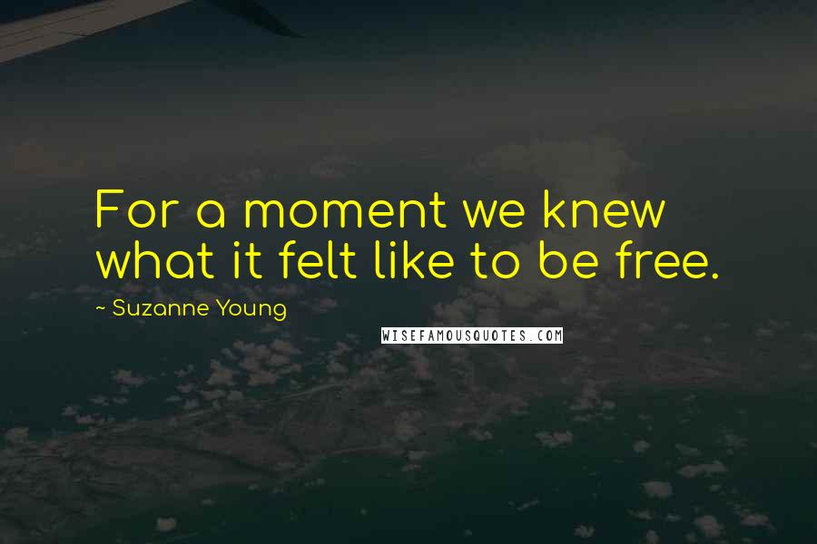 Suzanne Young Quotes: For a moment we knew what it felt like to be free.