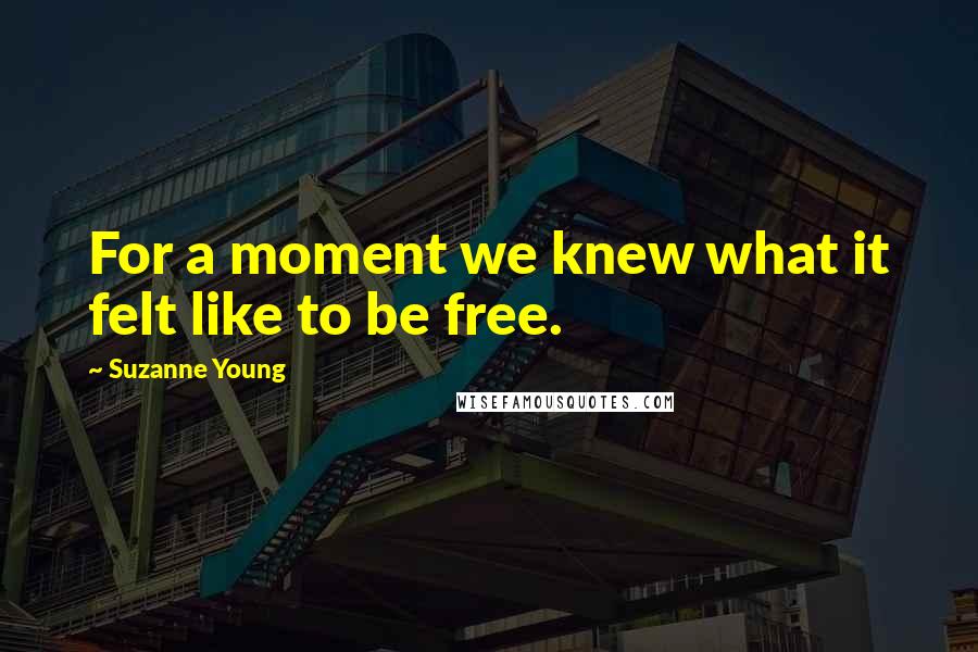 Suzanne Young Quotes: For a moment we knew what it felt like to be free.