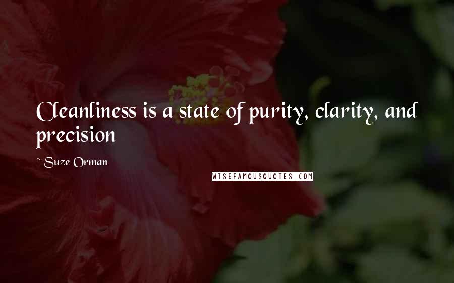 Suze Orman Quotes: Cleanliness is a state of purity, clarity, and precision